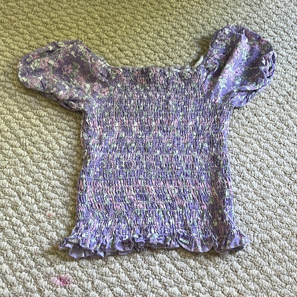 three pink hearts fancy purple ruffled top